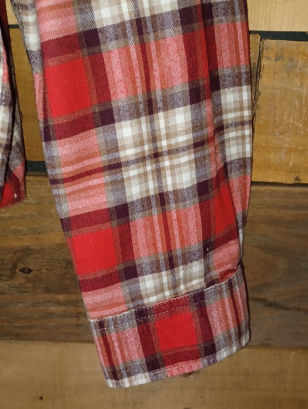 Upcycled Whitney Houston Graphic T-shirt with Red Plaid Sleeves - Picture 7 of 10